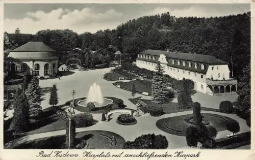 AK Bad Kudowa Kurplatz Kurpark Schlesien 1939 gelaufen Postkarte