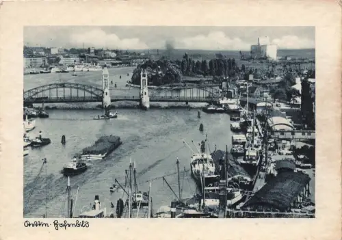 AK Stettin Szczecin Hafen Baumbrücke Oder Pommern ungelaufen Postkarte