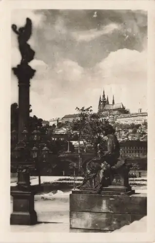 AK Prag Hradschin Prager Burg Karlsbrücke Böhmen 1944 gelaufen Feldpostkarte