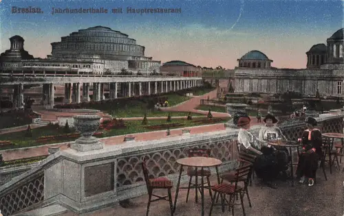 AK Breslau Jahrhunderthalle Hauptrestaurant Schlesien ungelaufen Postkarte