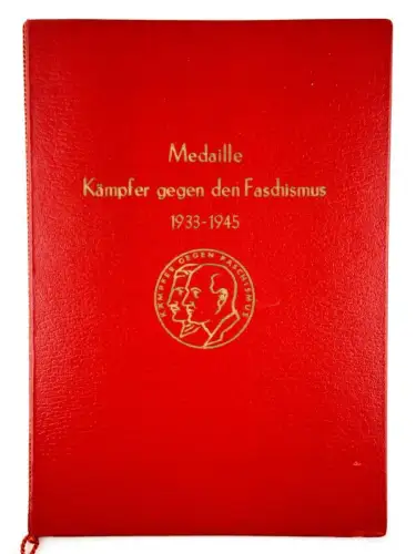 DDR Urkunde Medaille für Kämpfer gegen den Faschismus 1958