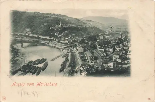 AK Aussig Ortsansicht vom Marienberg Böhmen 1899 gelaufen Postkarte