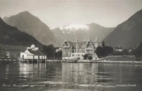 AK Balestrand Hotel Balestrand Balholmen Sogn Norwegen Postkarte