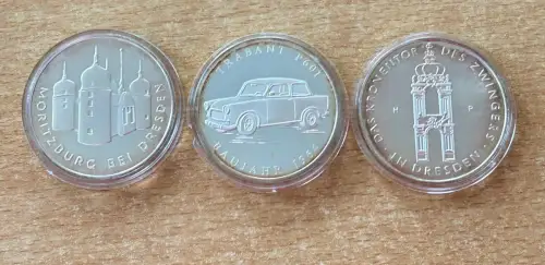 3 x DDR Medaillen Trabant, Moritzburg und Zwinger in Dresden 1967 - 1990