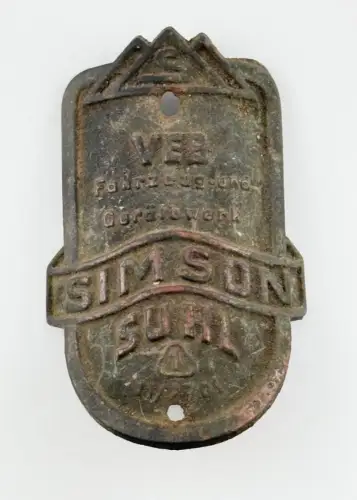 Steuerkopfschild VEB Simson Suhl Emblem Typenschild