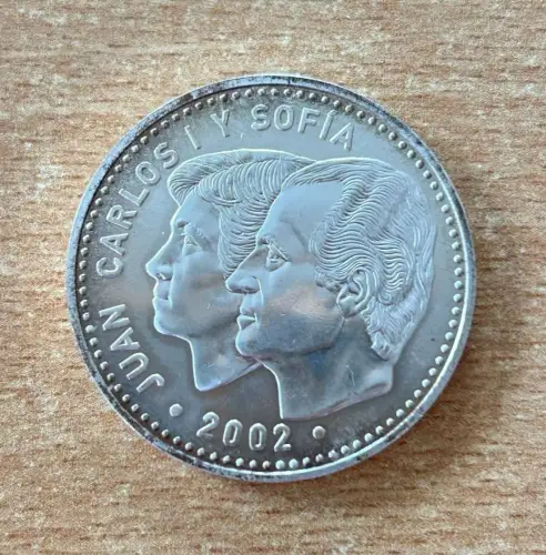 Spanien 12 EURO 2002 König Carlos mit Königin Sofia Silbermünze