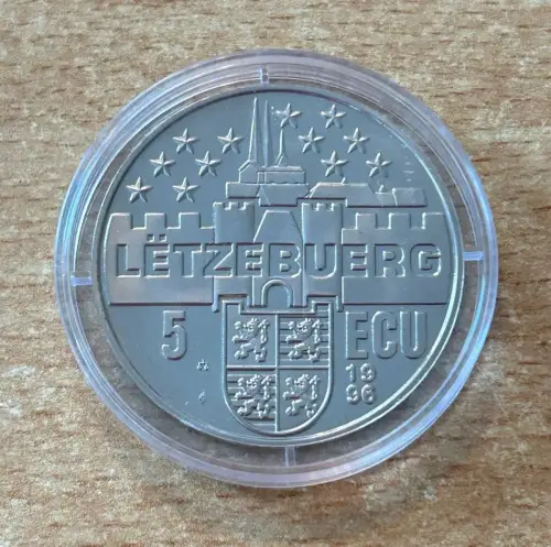 Luxemburg 5 ECU 1996 Großherzogin Charlotte Stg mit Zertifikat