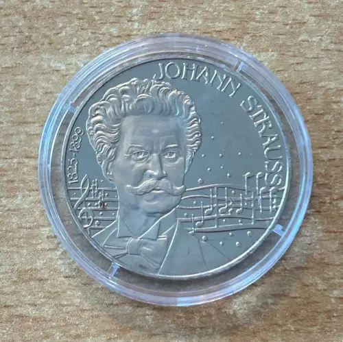 Österreich 5 ECU 1995 Johann Strauß Stg mit Zertifikat