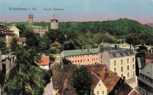 AK Waldenburg Fürstliches Schloss Sachsen 1912 gelaufen Postkarte