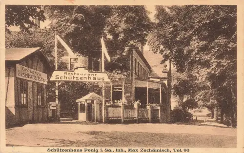 AK Penig Restaurant Schützenhaus Gesellschaftshaus Sachsen 1929 Postkarte