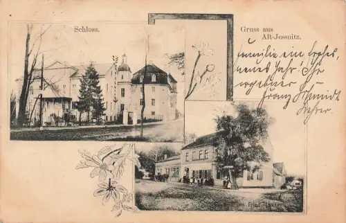 AK Alt Jessnitz Schloss Gasthof von Friedrich Laass Sachsen-Anhalt 1907 gelaufen