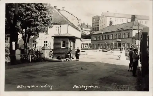 AK Bärenstein Reichsgrenze Gasthaus Sachsen Erzgebirge 1938 gelaufen Postkarte