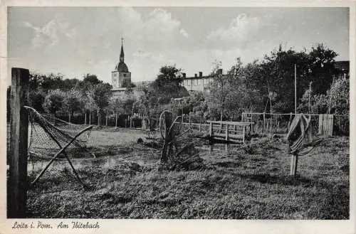 AK Loitz Am Ibitzbach Kirche Pommern 1942 gelaufen Postkarte
