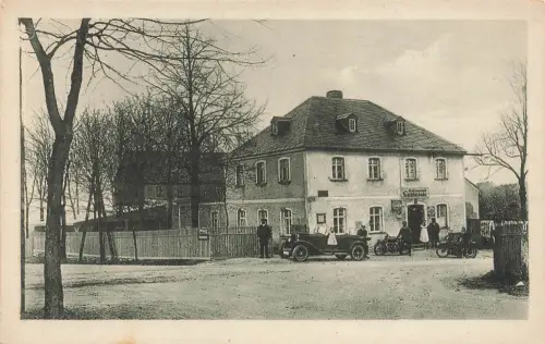 AK Theuma Restaurant Lochschänke Oldtimer Motorräder Sachsen Vogtland Postkarte