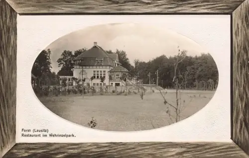 AK Forst Restaurant im Wehrinselpark Brandenburg Niederlausitz 1912 Passepartout
