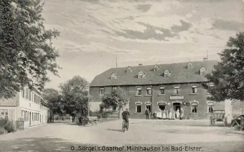 AK Mühlhausen b. Bad-Elster O. Sörgel Gasthof 1917 Vogtland Postkarte