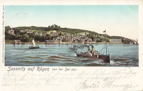 AK Sassnitz Seestück Dampfer Schiff Mecklenburg-Vorpommern Rügen 1905 Postkarte
