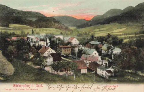AK Görbersdorf Oberdorf Ortsansicht Schlesien 1905 gelaufen Postkarte
