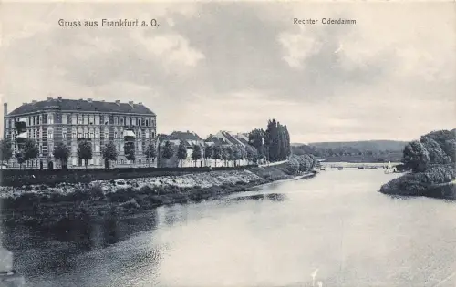 AK Frankfurt a. Oder Rechter Oderdamm Brandenburg ungelaufen Postkarte