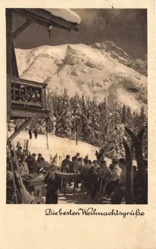 AK Weihnachten beste Weihnachtsgrüße Ski Winterlandschaft 1940 Postkarte