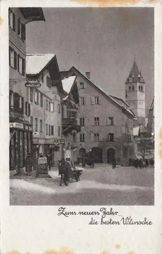 AK Neujahr Die besten Wünsche Altstadt Schnee Pferdekutsche 1940 Feldpostkarte