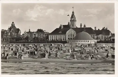 AK Ostseebad Swinemünde Kurhaus Strand Westpommern ungelaufen Postkarte