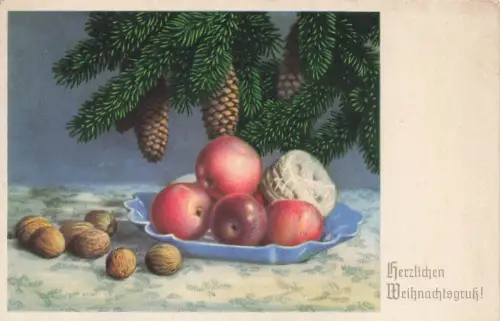 AK Weihnachten Herzlichen Weihnachtsgruß Stilleben 1940 gelaufen Feldpostkarte