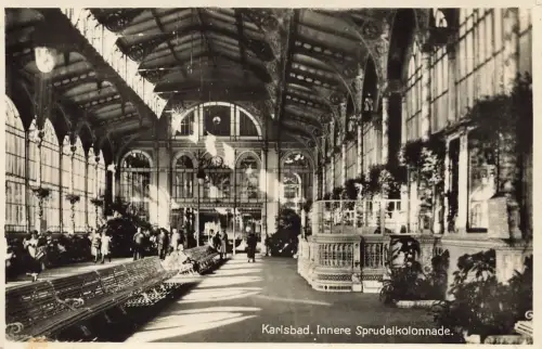 AK Karlsbad Karlovy Vary Innere Sprudelkolonnade Böhmen ungelaufen Postkarte