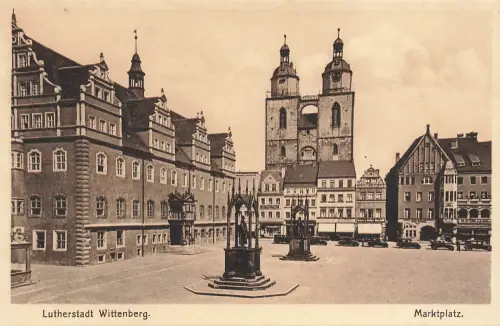 AK Lutherstadt Wittenberg Marktplatz Sachsen-Anhalt ungelaufen Postkarte