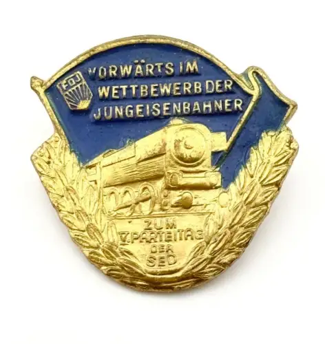 DDR Deutsche Reichsbahn Abzeichen Vorwärts im Wettbewerb Jungeisenbahner SED