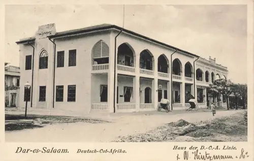 AK Deutsch-Ostafrika Haus der D.-O.-A. Linie gelaufen Dar-es-Salaam 1908