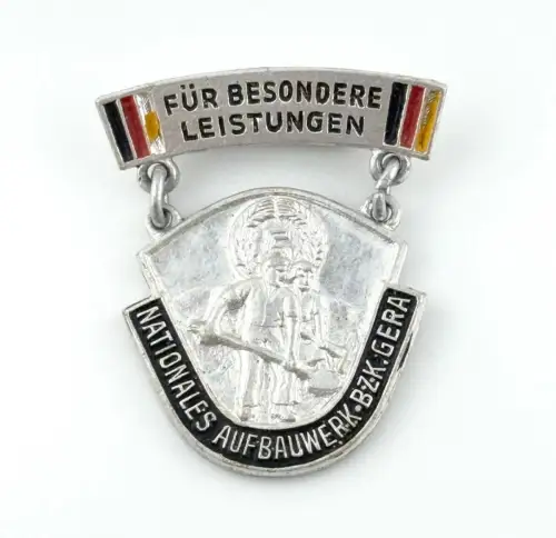 DDR Abzeichen Aufbaunadel Nationales Aufbauwerk NAW Bezirk Gera in Silber