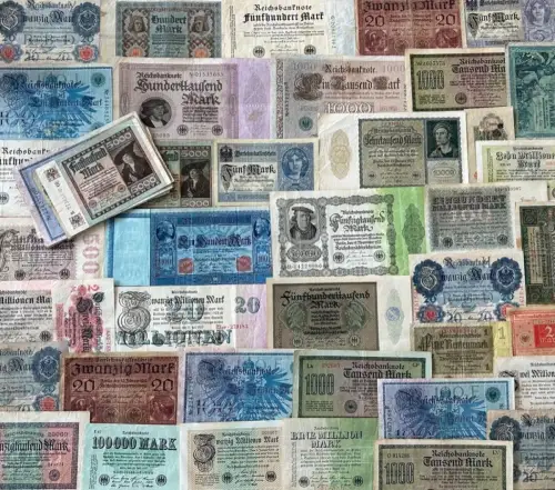 Lot / Konvolut 50 Original Geldscheine Banknoten Deutsches Reich , Inflation