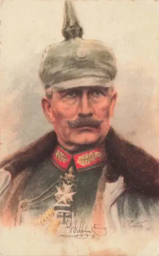 AK 1.WK Kaiser Wilhelm II. Portrait Pickelhaube Patriotika Künstler O. Renatus