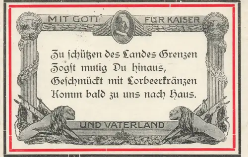 AK 1.WK Mit Gott für Kaiser und Vaterland Kaiser Willhelm II. 1915 Patriotika