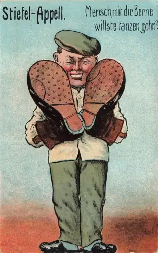 AK 1.WK Stiefel Appel Humor Scherzkarte Spruch 1917 Patriotika Feldpostkarte