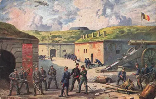 AK 1.WK Fort Malonne Belagerung Namur 1914 Leutnant v. d. Linde 1918 Patriotika