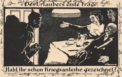 AK 1.WK Habt Ihr schon gezeichnet? Kriegsanleihe Propaganda Karikatur Patriotika
