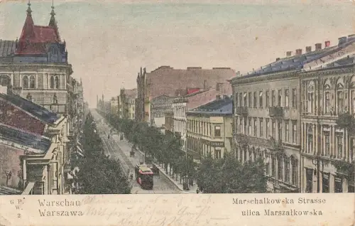 AK Warschau Warszawa Marschalkowska Straße Polen 1915 gelaufen Postkarte