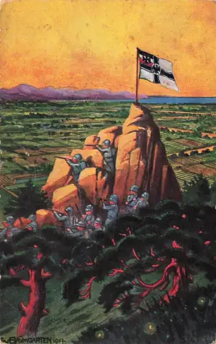 AK 1.WK Tsingtau Beobachtungsposten Kaiserliche Kriegsflagge 1916 Patriotika