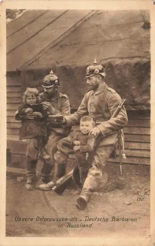 AK 1.WK Unsere Ostpreussen Deutsche Barbaren Soldaten Kinder 1916 Patriotika