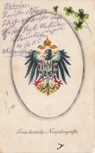AK 1.WK Neujahr Treu deutsche Weihnachtsgrüße Reichsadler 1916 Patriotika
