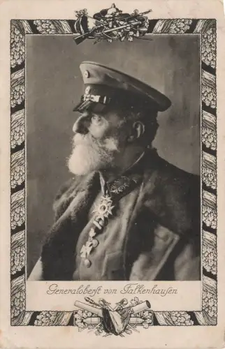 AK 1.WK Generaloberst Ludwig von Falkenhaufen Portrait gelaufen Patriotika