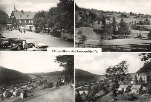 DDR AK Klingenthal Mehrbbild Aschberggebiet Oldtimer Sachsen Vogtland Postkarte
