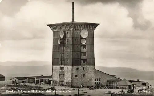 DDR AK Wernigerrode Brockenhotel von Wetterwarte Sachsen-Anhalt Harz Postkarte