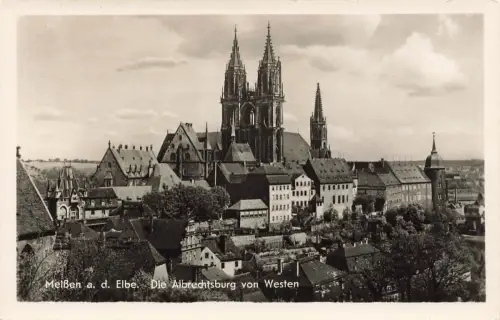DDR AK Meißen a. d. Elbe Albrechtsburg von Westen Sachsen Postkarte