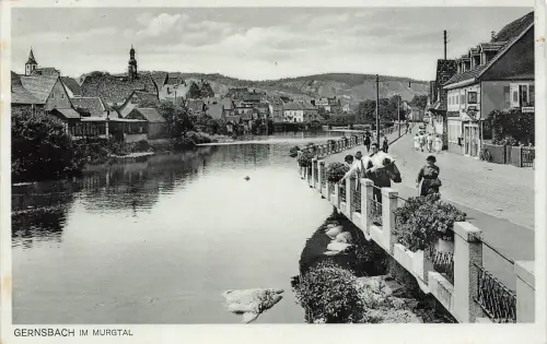 AK Gernsbach im Murgtal Flusspanorama Kirche Baden-Württemberg 1937 Postkarte
