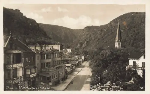 AK Thale Hubertusstraße Konditorei Hotel Sachsen-Anhalt Harz Postkarte
