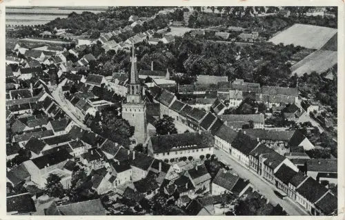 AK Prettin a. d. Elbe Fliegeraufnahme Ortsansicht Kirche Sachsen-Anhalt 1936