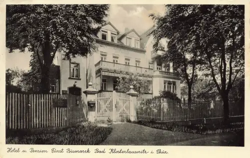 AK Bad Klosterlausnitz Hotel Pension Fürst Bismarck Thüringen 1936 Postkarte